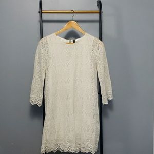 pretty crochet lace dress size small 3/4 sleeve